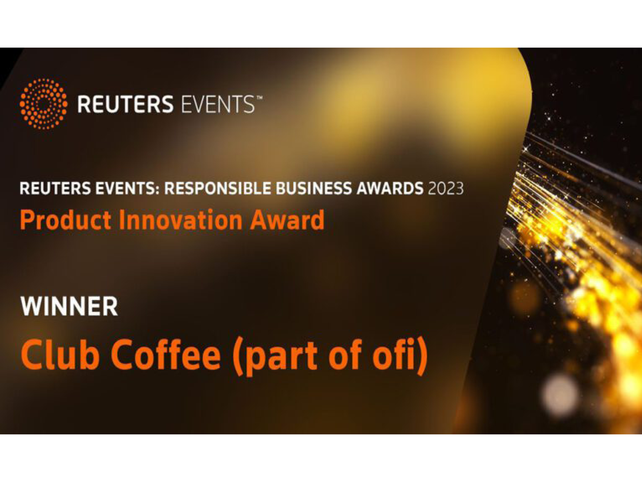 Club Coffee feiert bei den Responsible Business Awards 2023 von Reuters Events mit der bahnbrechenden Boardio™-Behältertechnologie einen Erfolg.