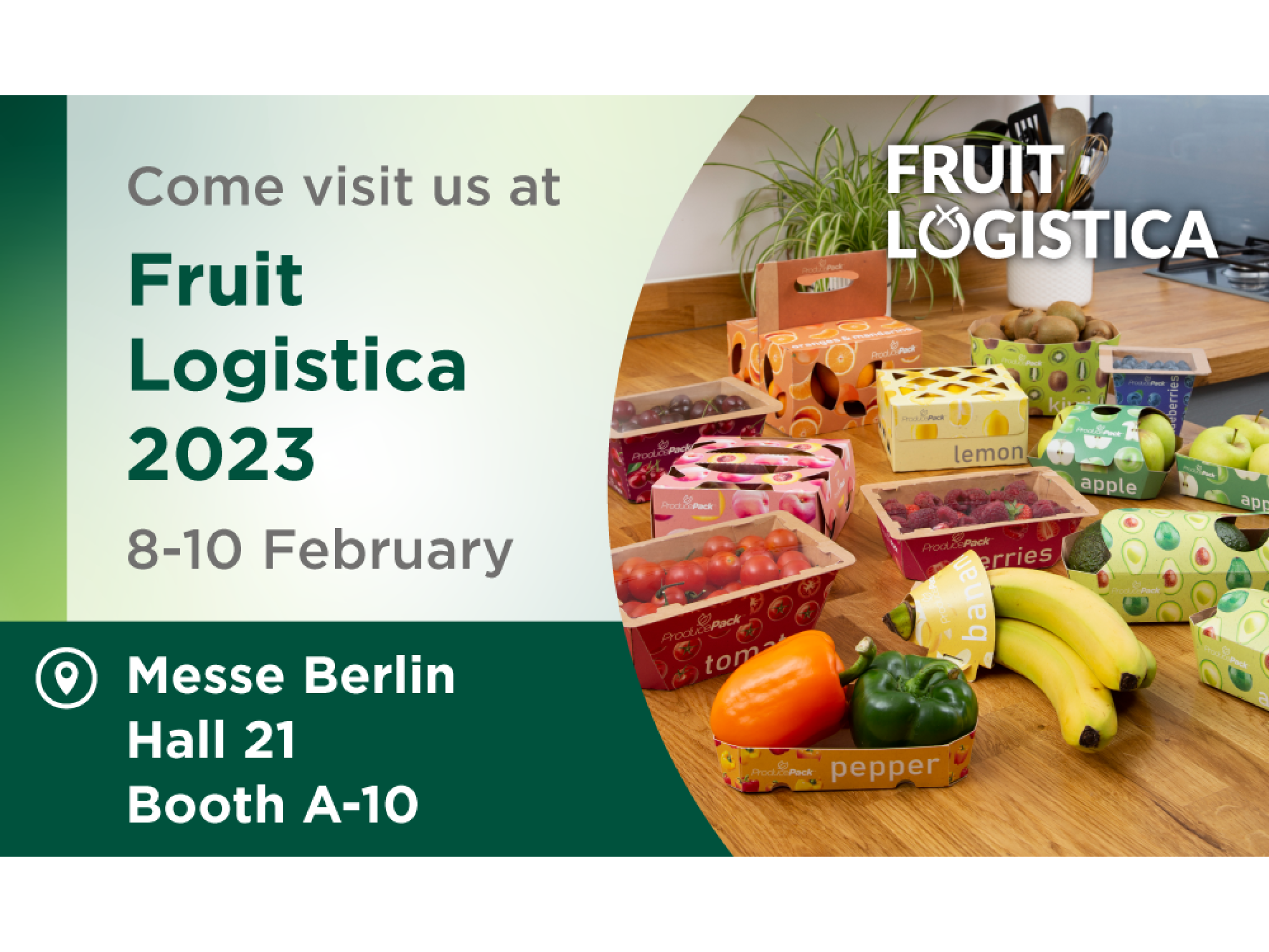 Besuchen Sie Graphic Packaging International auf der Fruit Logistica 2023 und sehen Sie sich unser gesamtes Sortiment an Verpackungen für frisches Obst und Gemüse an.