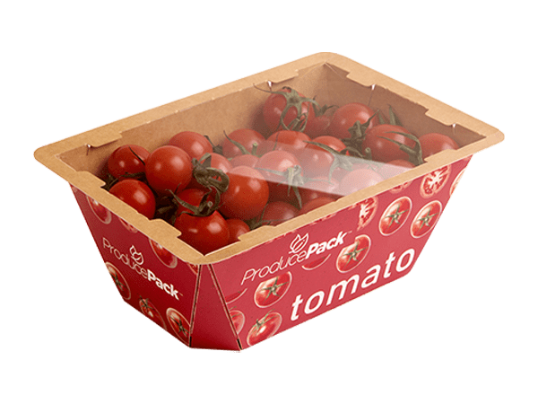 Faserbasierte ProducePack™-Schale mit versiegelter Oberseite für die Obst- und Gemüseverpackung